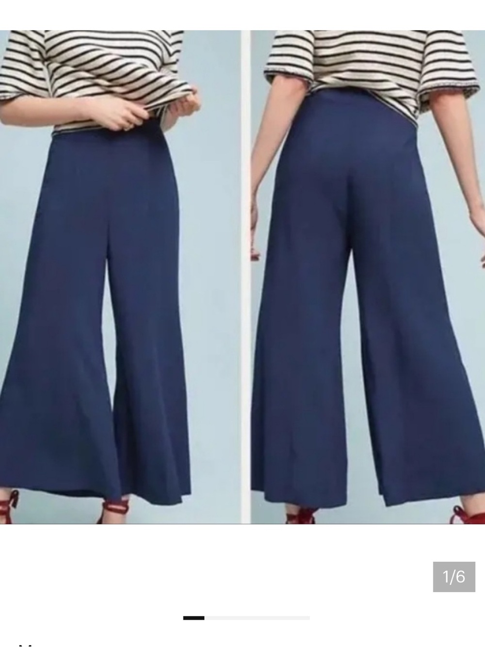 Anthropologie Maeve Canna Wide Leg Cropped Pant Navy Blue Womens 4 - Picture 11 of 11